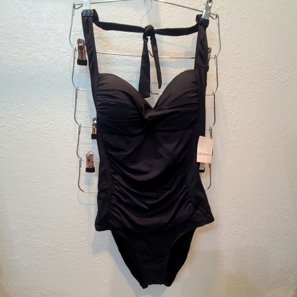 Liz Claiborne tummy control side shirred bathing suit